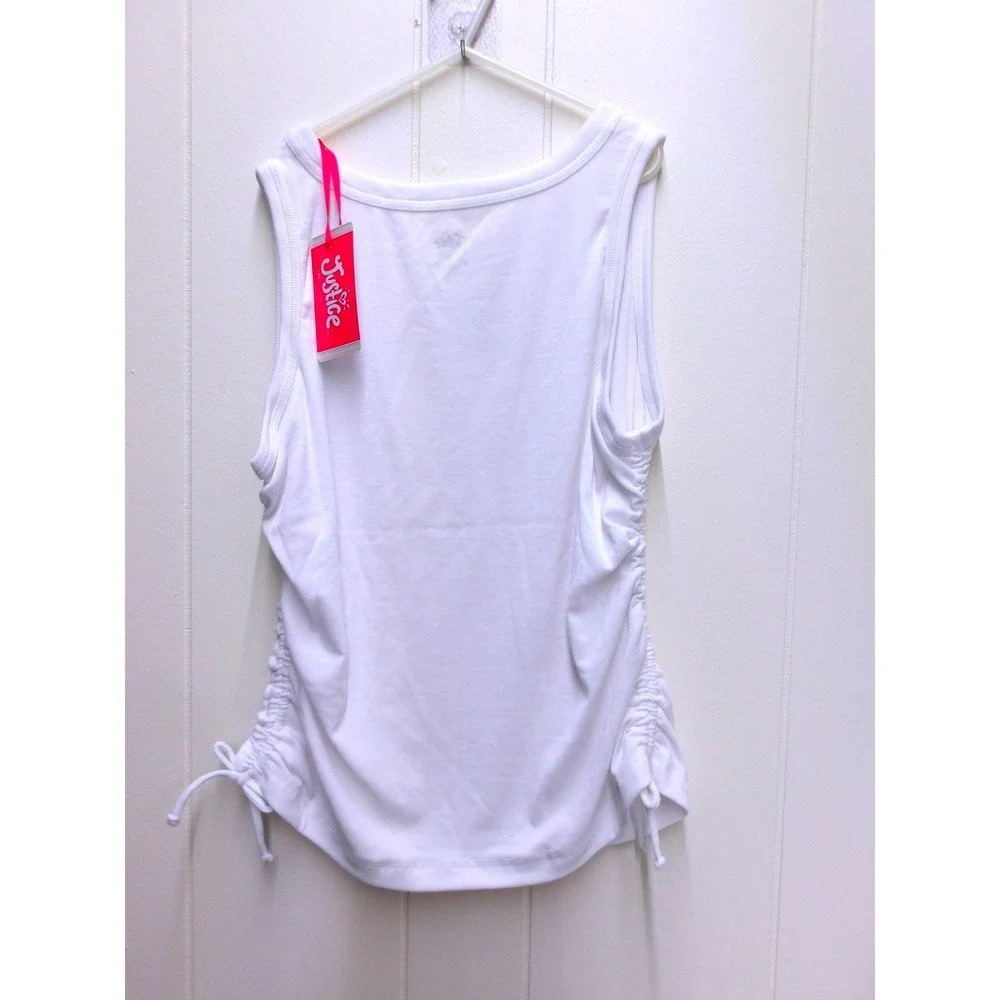 Justice‎ Sport Club Girls White Side Cinch Tank Top XL Plus NWT /#26588